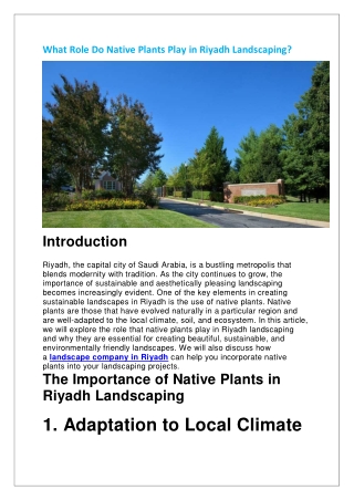 What Role Do Native Plants Play in Riyadh Landscaping