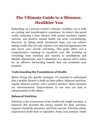 The Ultimate Guide to a Slimmer, Healthier You