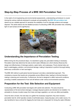 Step-by-Step Process of a BRE 365 Percolation Test