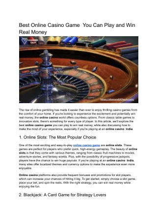 Best Online Casino Games You Can Play and Win Real Money