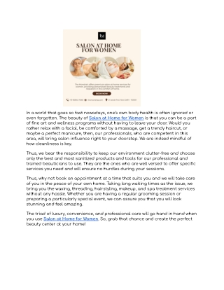 Salon At Home for Women