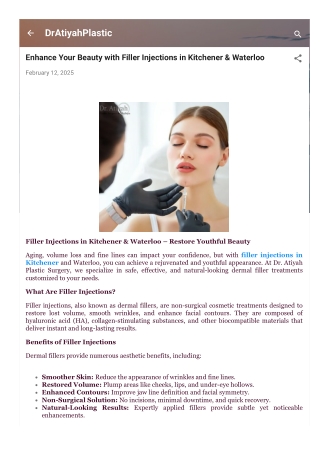 Enhance Your Beauty with Filler Injections in Kitchener & Waterloo