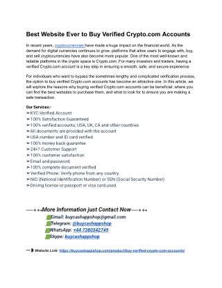 Most Trusted Site Buy Verified Crypto.com Accounts