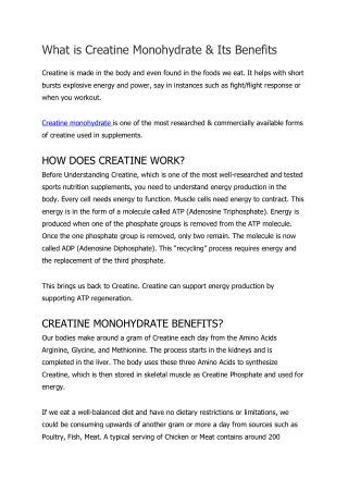 What is Creatine Monohydrate?