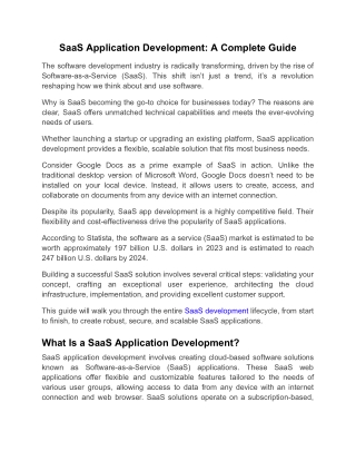 SaaS Application Development: A Complete Guide