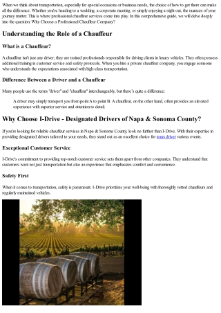 Why Choose a Professional Chauffeur Company?