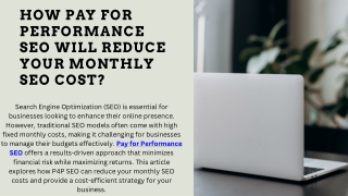 How Pay for Performance SEO Will Reduce Your Monthly SEO Cost