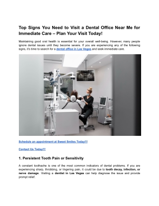 Top Signs You Need to Visit a Dental Office Near Me for Immediate Care – Plan Your Visit Today