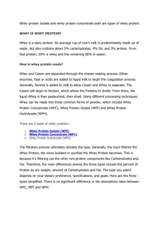 On The Difference Between Whey Protein Isolate And Concentrate