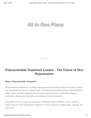 Polynucleotide Treatment London – The Future of Skin Rejuvenation - All In One Place