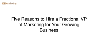 Five Reasons to Hire a Fractional VP of Marketing for Your Growing Business