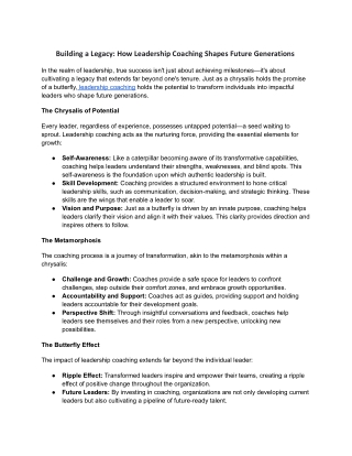 Building a Legacy_ How Leadership Coaching Shapes Future Generations