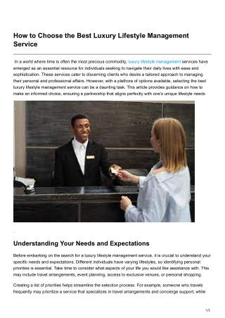 How to Choose the Best Luxury Lifestyle Management Service