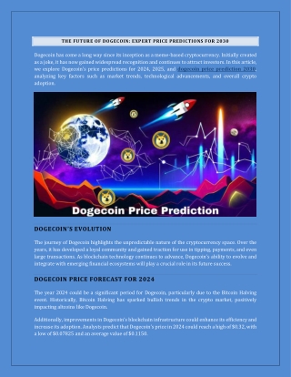 The Future of Dogecoin: Expert Price Predictions for 2030