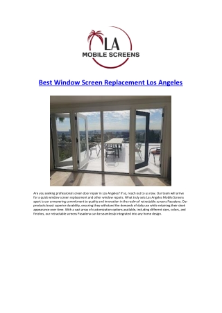 Best Window Screen Replacement Los Angeles