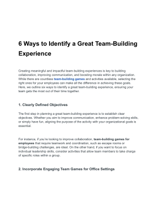 6 Ways to Identify a Great Team-Building Experience