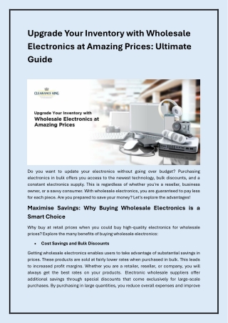 Upgrade Your Inventory with Wholesale Electronics at Amazing Prices!