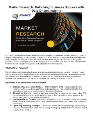 Market Research: Unlocking Business Success with Data-Driven Insights