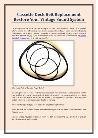Cassette Deck Belt Replacement Restore Your Vintage Sound System