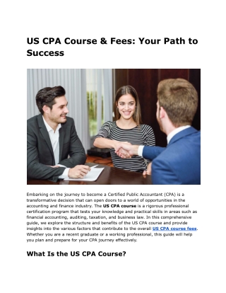 Navigating the US CPA Course & Fees: Your Ultimate Guide