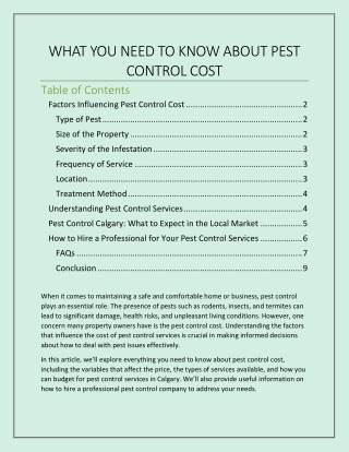 WHAT YOU NEED TO KNOW ABOUT PEST CONTROL COST