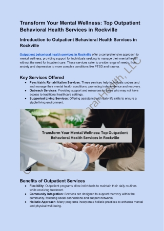 Transform Your Mental Wellness_ Top Outpatient Behavioral Health Services in Rockville