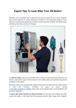 Expert Tips To Look After Your Oil Boiler!