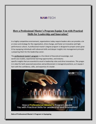 How a Professional Master’s Program Equips You with Practical Skills for Leaders