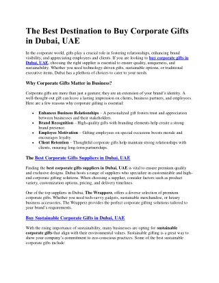 The Best Destination to Buy Corporate Gifts in Dubai