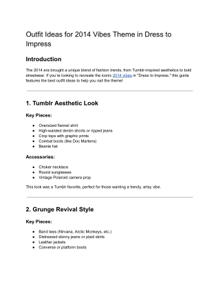 Outfit Ideas for 2014 Vibes Theme in Dress to Impress