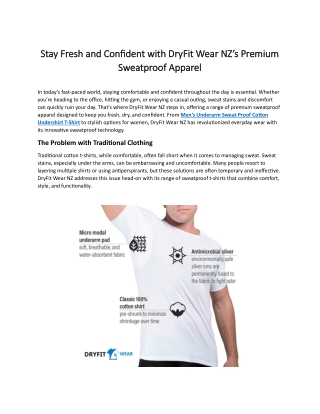 Stay Fresh and Confident with DryFit Wear NZ