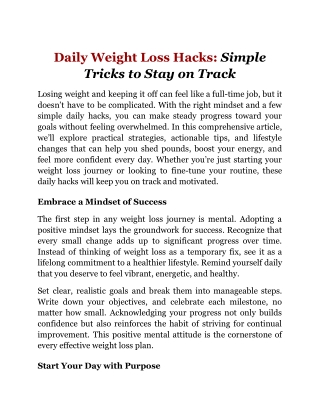 Daily Weight Loss Hacks_ Simple Tricks to Stay on Track
