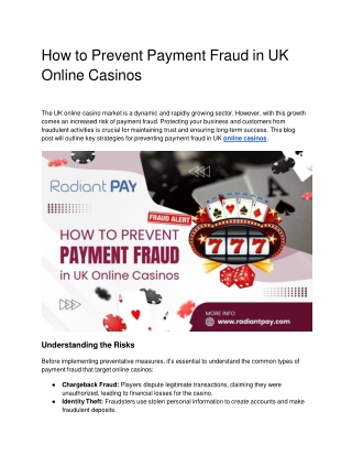 How to Prevent Payment Fraud in UK Online Casinos