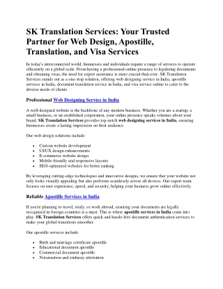 Unlocking Global Opportunities with SK Translation Services