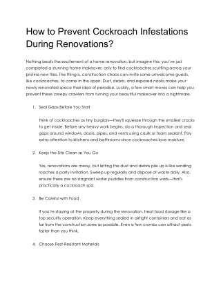 How to Prevent Cockroach Infestations During Renovations