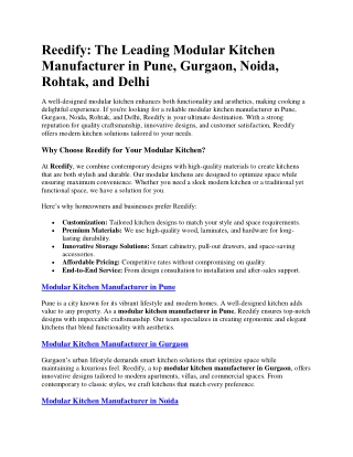 Reedify- The Leading Modular Kitchen Manufacturer