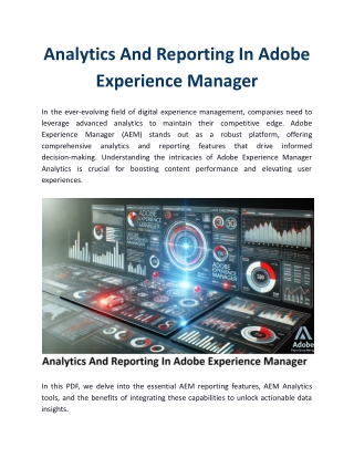 Analytics and Reporting in Adobe Experience Manager