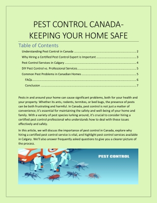 PEST CONTROL- KEEPING YOUR HOME SAFE
