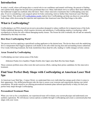 Find Your Perfect Body Shape with CoolSculpting at American Laser Med Spa