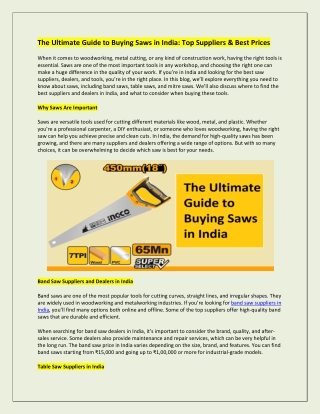 The Ultimate Guide to Buying Saws in India Top Suppliers Best Prices