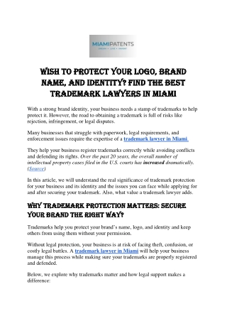 Wish to Protect Your Logo, Brand Name, and Identity? Find the Best Trademark Law