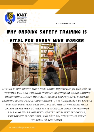 Why Ongoing Safety Training Is Vital for Every Mine Worker
