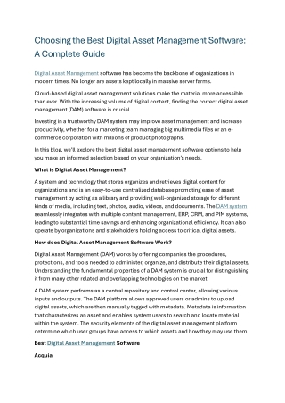 Choosing the Best Digital Asset Management Software: A Complete Guide