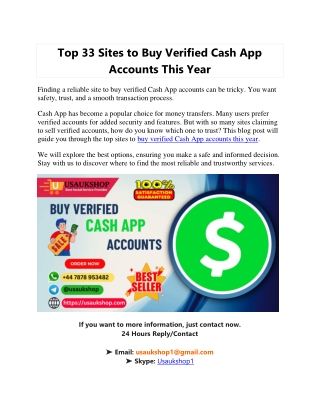 Top 33 Sites to Buy Verified Cash App Accounts This Year