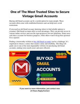 One of The Most Trusted Sites to Secure Vintage Gmail Accounts