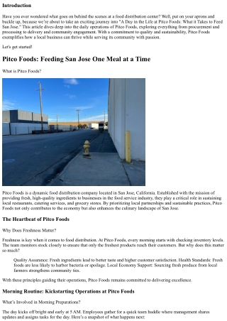 A Day in the Life at Pitco Foods: What it Takes to Feed San Jose