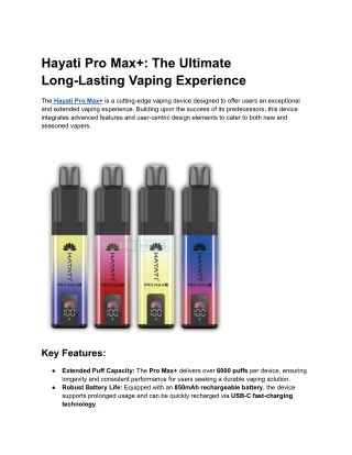 Hayati Pro Max _ The Ultimate Long-Lasting Vaping Experience
