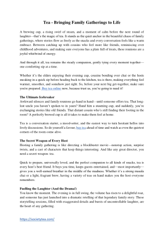 Tea - Bringing Family Gatherings to Life