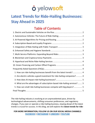 Latest trends for Ride Hailing Businesses