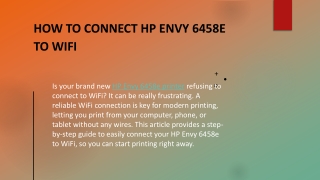 How to Connect HP Envy 6458e to WiFi